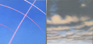 Image of the painting, Four Contrails with Sky, by Glen Hansen